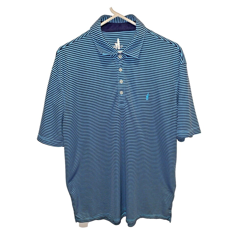 Johnnie-O Performance Golf Polo Shirt Mens XL Blue Stripe Short Sleeve